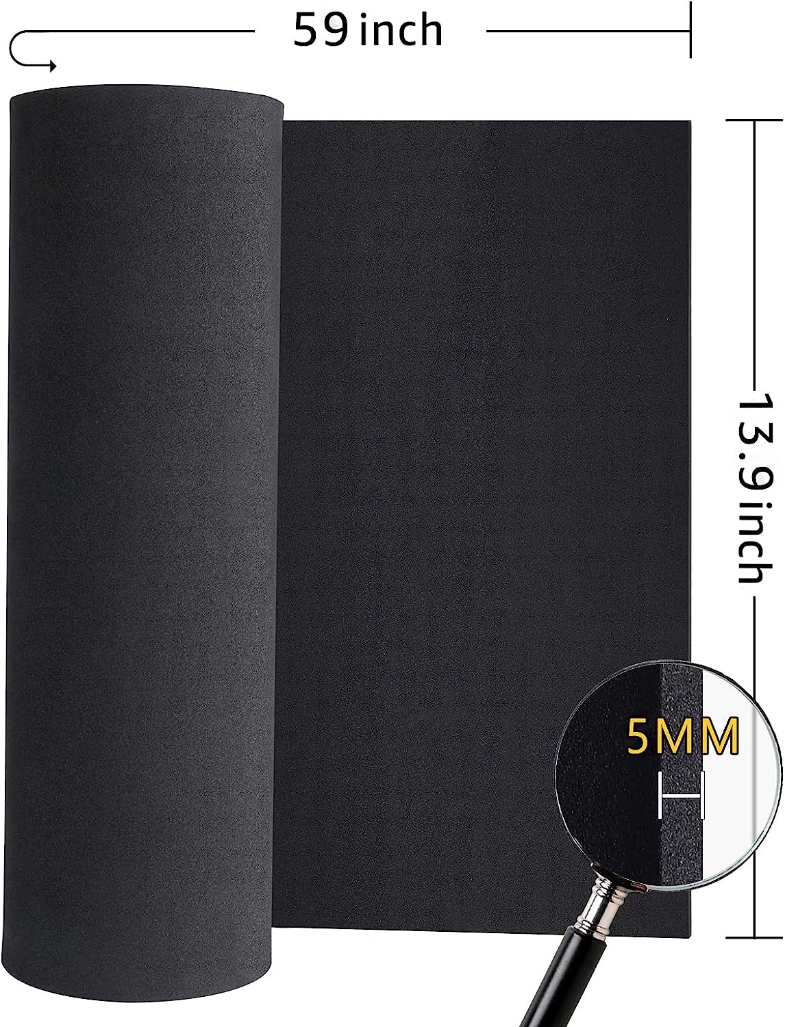 Black Foam Sheets Roll, Premium Cosplay Large EVA Foam Sheet 13.9" x 59",5mm Thick, Density 86kg/m3for Cosplay Costume, Crafts, DIY Projects by PAIDU