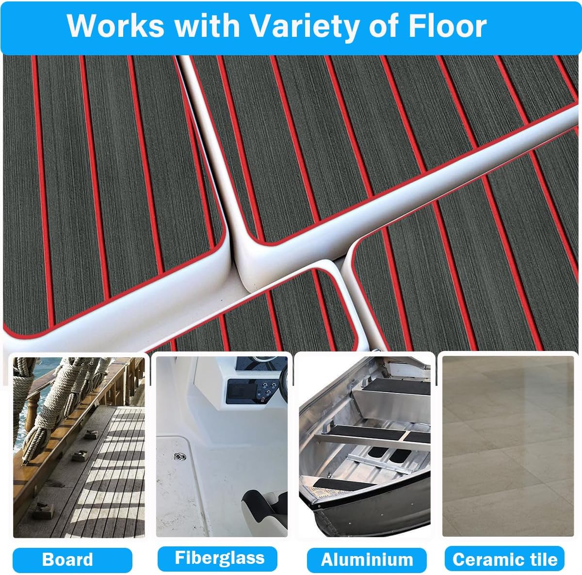 Boat Flooring Eva Foam Boat Decking 94x45/35/16 Faux Teak Marine Carpet Boat Flooring Non-slip Self-adhesive Foam Boat Deck Mat Rolls Sheet For MotorBoats Pontoon Yacht Jon Boat Floor By PAIDU