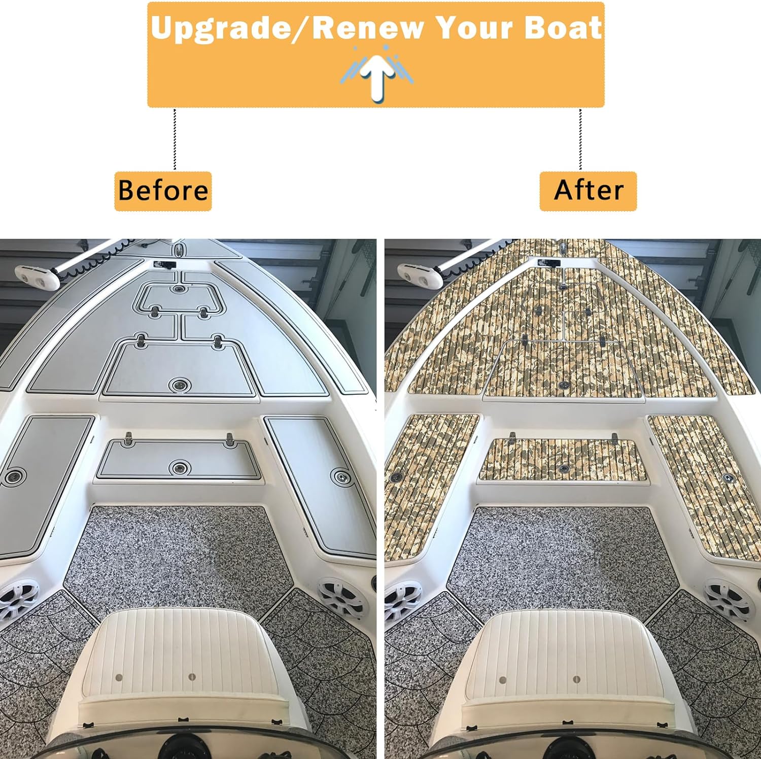 Boat Flooring Eva Foam Boat Decking Camo 94"x45"/35"/23" Non-Slip Boat Mat Self-Adhesive Foam Boat Deck Flooring Carpet Mat Rolls For Kayak Deck Boat Yacht Flooring Motorboat By PAIDU