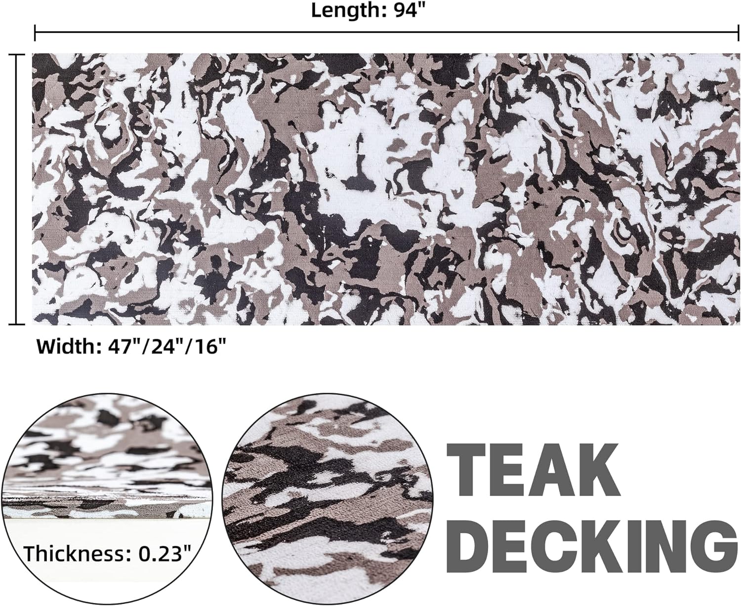 Boat Flooring Eva Foam Boat Decking Brushed Camo Marine Mat Self-adhesive Boat Carpet Flooring Sheet For Jon Boat Pontoon Boat Motorboat RV Yacht Kayak 94"x47"/23.5"/16" By PAIDU