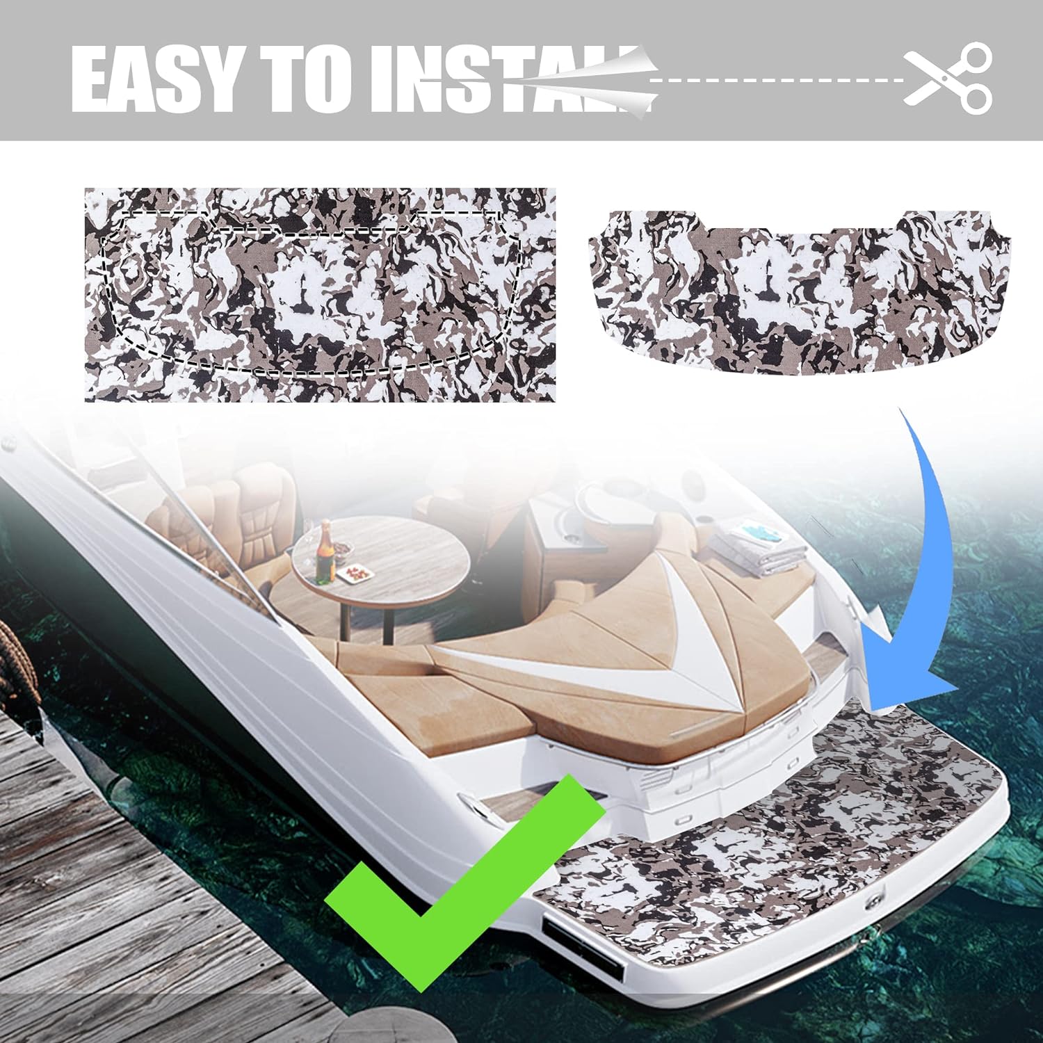 Boat Flooring Eva Foam Boat Decking Brushed Camo Marine Mat Self-adhesive Boat Carpet Flooring Sheet For Jon Boat Pontoon Boat Motorboat RV Yacht Kayak 94"x47"/23.5"/16" By PAIDU