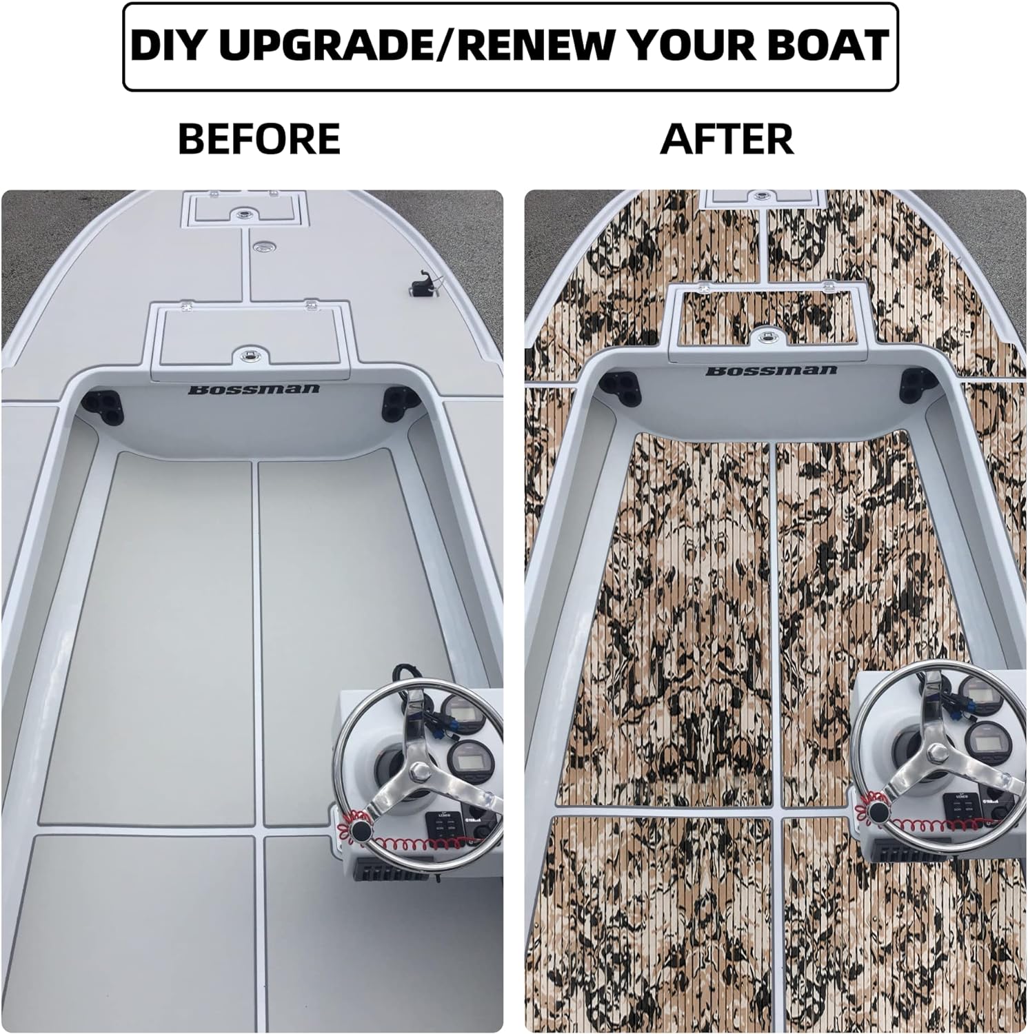 Boat Flooring Eva Foam Boat Decking Marine Flooring Camo Brushed Non-slip Self-adhesive Boat Carpet For Motorboat Yacht Kayak RV Swimming Pool 94.5"x47.2"/ 23.6"/15.7" By PAIDU