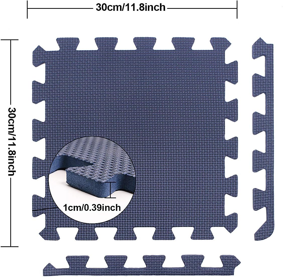 Interlocking Foam Mats Puzzle Play Mats Thick EVA Foam Tiles Anti-Fatigue Flooring Carpet 17 Square Feet Gym Mat Rug For Home Exercise Yoga Workout 12''x12'' Blue White Grey 18 Pieces By PAIDU