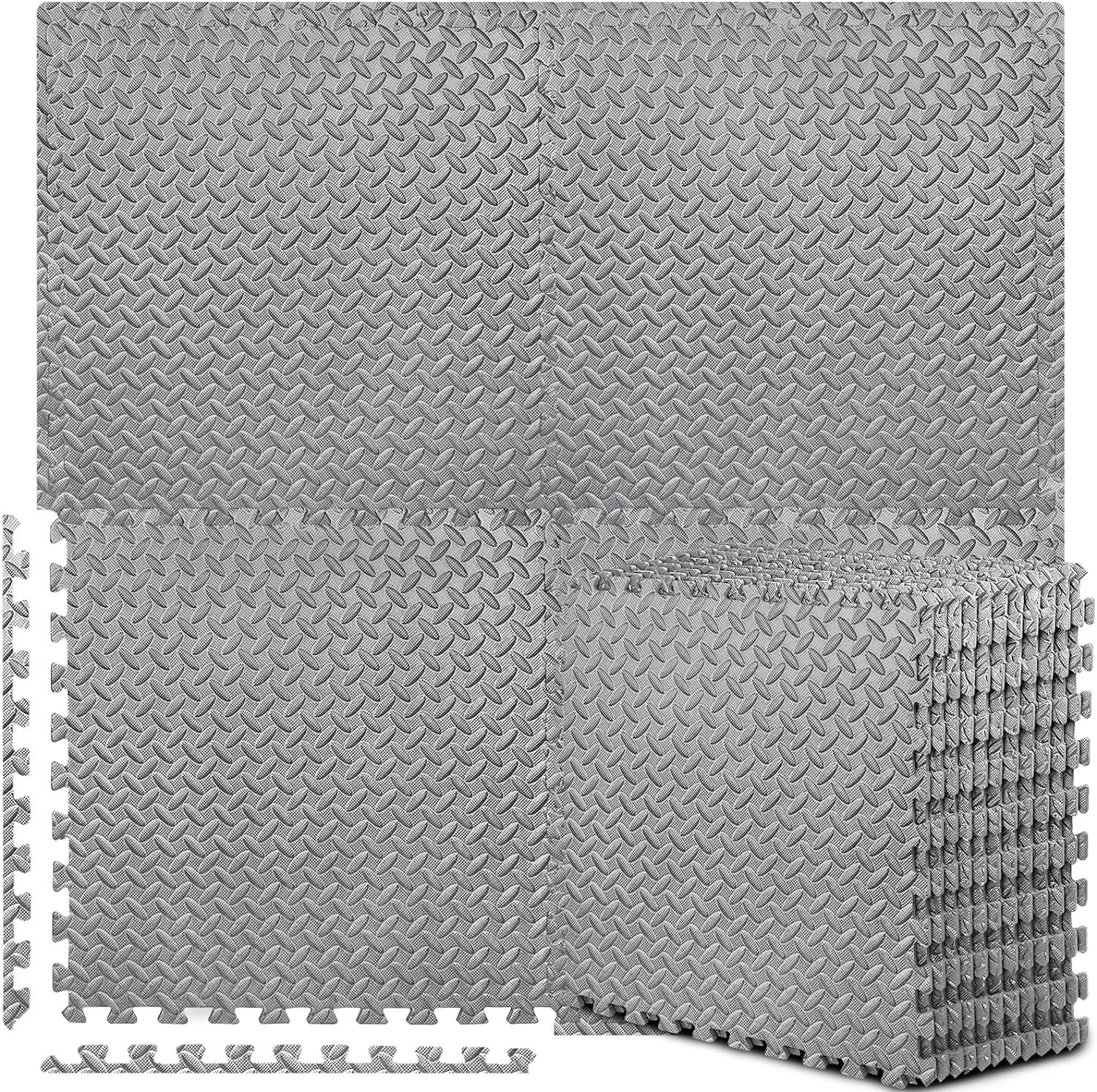 Tappetino per esercizi puzzle con 12/24/48 piastrelle Tappetini da palestra in schiuma ad incastro 24'' x 24'' Piastrelle in schiuma Eva Tappetini protettivi per attrezzature da palestra di PAIDU